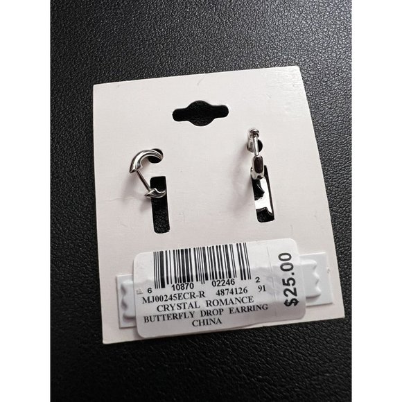 Crystal Romance Gen Crystal Fine Silver Plated BUTTERFLY Drop Earrings - NEW - Picture 5 of 5